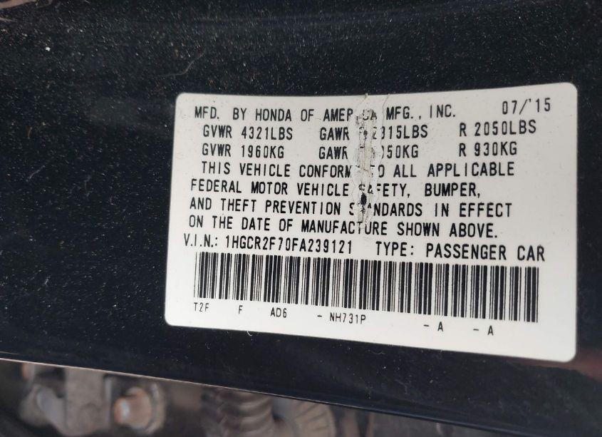 Photo 9 of 2015 Honda Accord EX (VIN 1HGCR2F70FA239121)