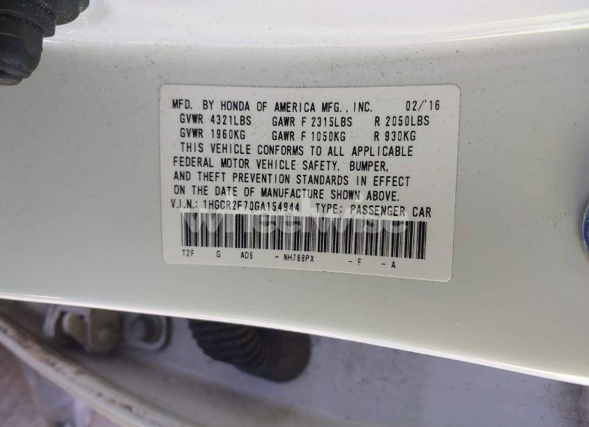 Photo 9 of 2016 Honda Accord EX (VIN 1HGCR2F70GA154944)