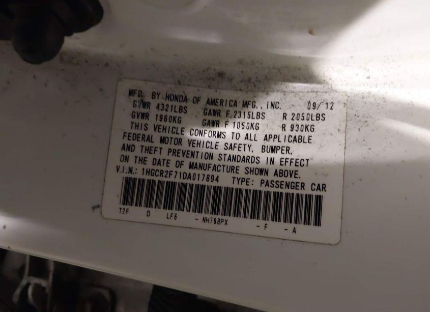 Photo 9 of 2013 Honda Accord EX (VIN 1HGCR2F71DA017894)