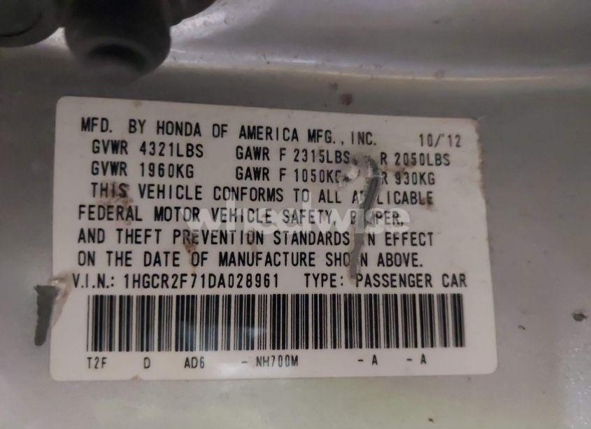 Photo 9 of 2013 Honda Accord EX (VIN 1HGCR2F71DA028961)