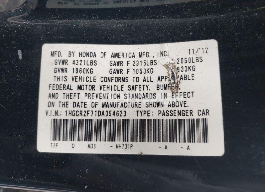 Photo 9 of 2013 Honda Accord EX (VIN 1HGCR2F71DA054623)