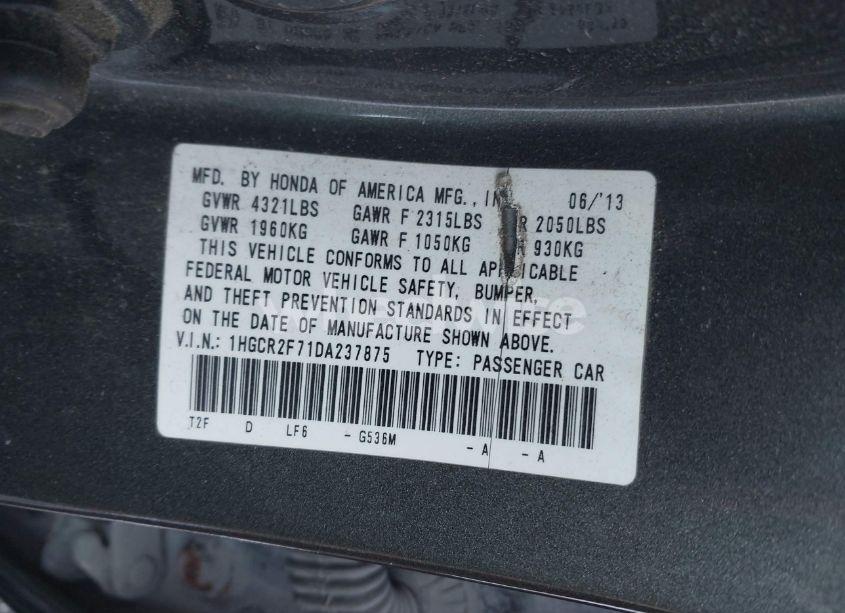 Photo 9 of 2013 Honda Accord EX (VIN 1HGCR2F71DA237875)