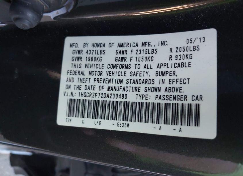 Photo 9 of 2013 Honda Accord EX (VIN 1HGCR2F72DA200480)