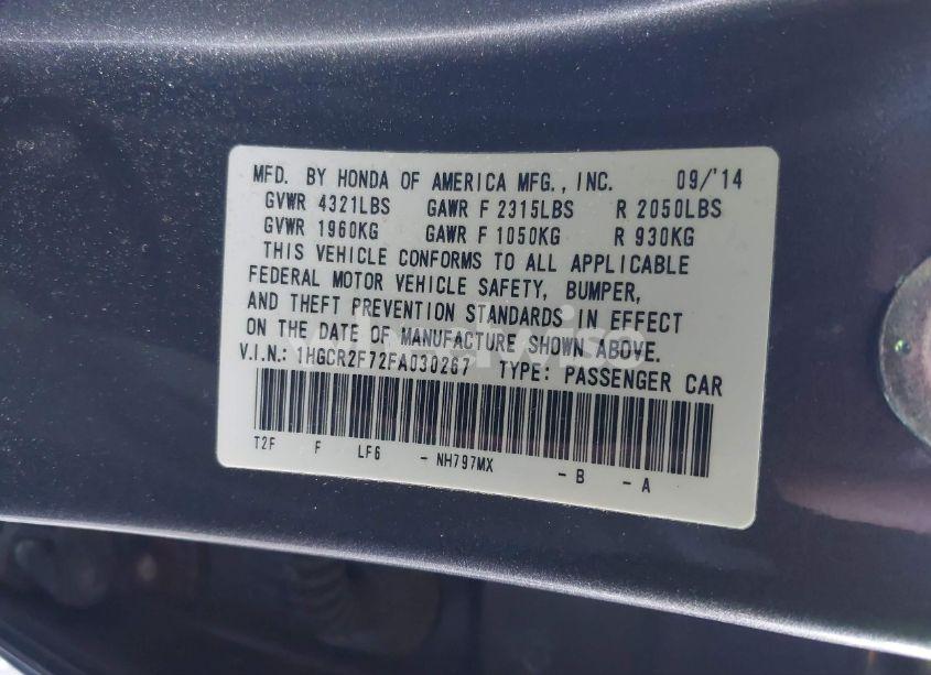 Photo 9 of 2015 Honda Accord EX (VIN 1HGCR2F72FA030267)