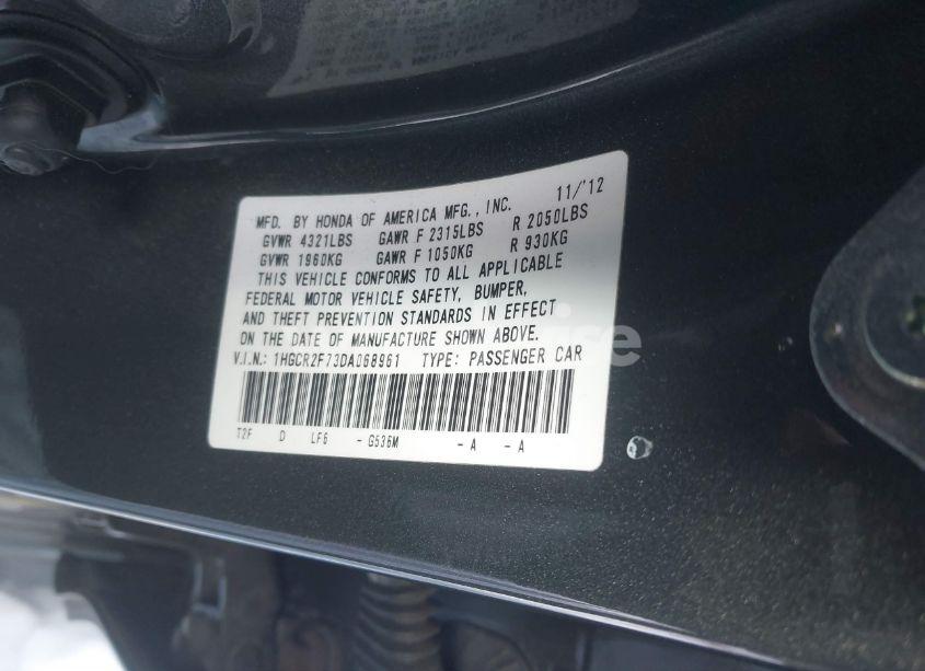 Photo 9 of 2013 Honda Accord EX (VIN 1HGCR2F73DA068961)