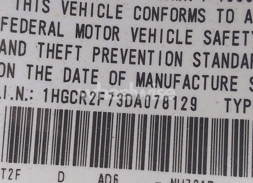 Photo 9 of 2013 Honda Accord EX (VIN 1HGCR2F73DA078129)