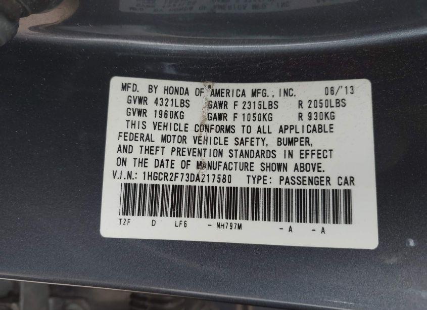 Photo 9 of 2013 Honda Accord EX (VIN 1HGCR2F73DA217580)