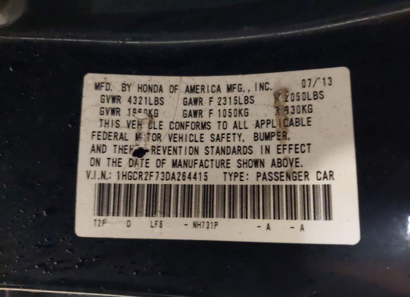 Photo 9 of 2013 Honda Accord EX (VIN 1HGCR2F73DA264415)