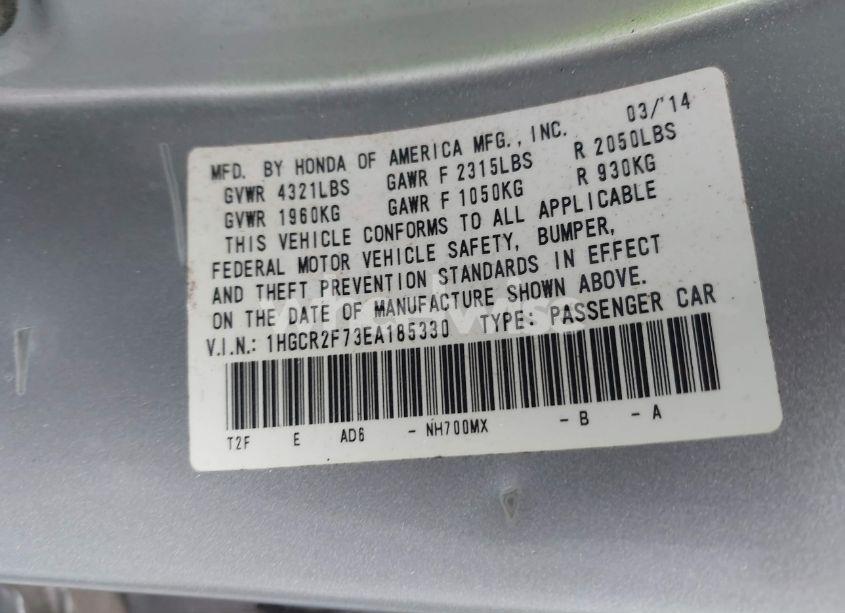 Photo 9 of 2014 Honda Accord EX (VIN 1HGCR2F73EA185330)