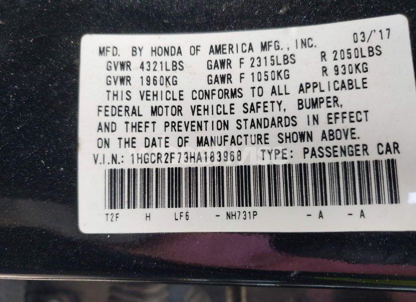 Photo 9 of 2017 Honda Accord EX (VIN 1HGCR2F73HA183968)