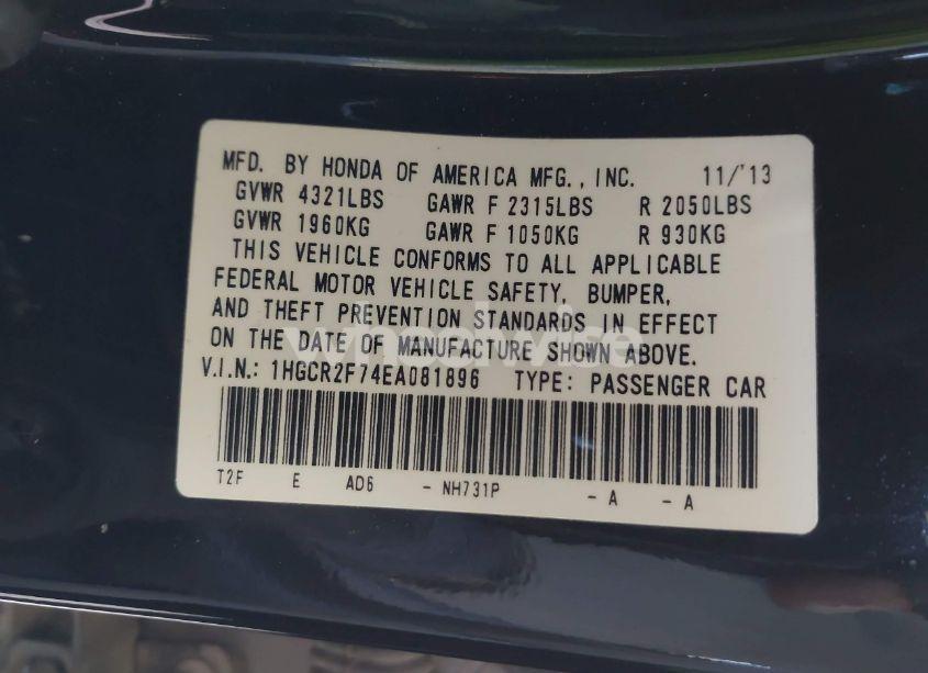 Photo 9 of 2014 Honda Accord EX (VIN 1HGCR2F74EA081896)