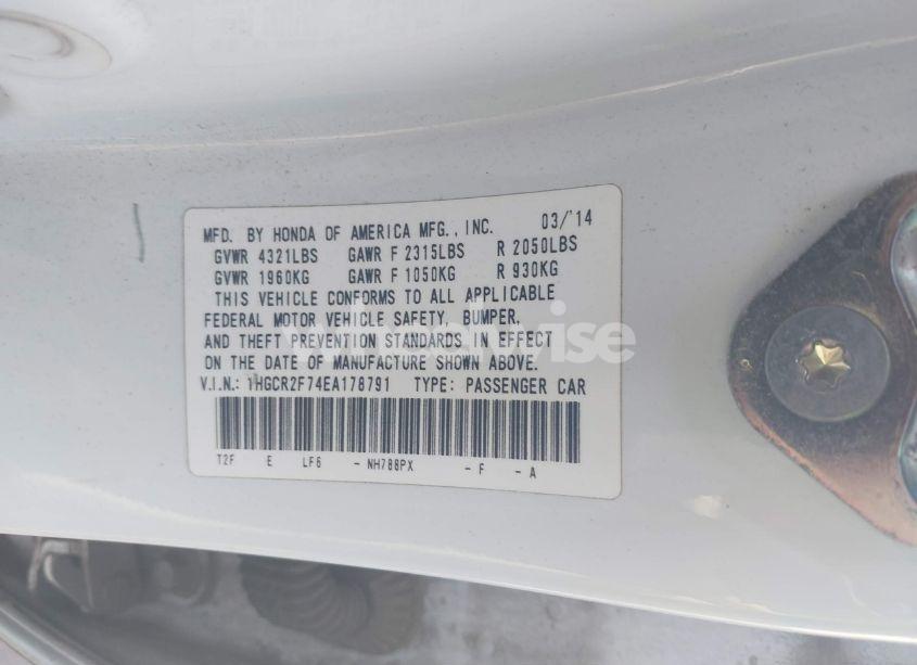 Photo 9 of 2014 Honda Accord EX (VIN 1HGCR2F74EA178791)