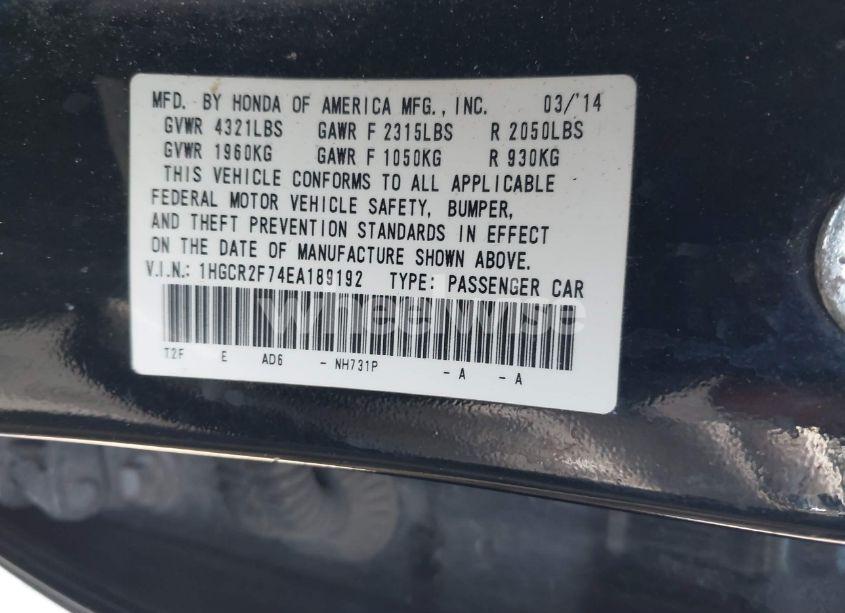 Photo 9 of 2014 Honda Accord EX (VIN 1HGCR2F74EA189192)