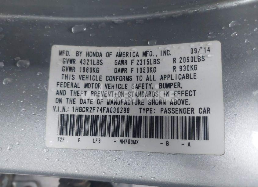 Photo 9 of 2015 Honda Accord EX (VIN 1HGCR2F74FA030299)