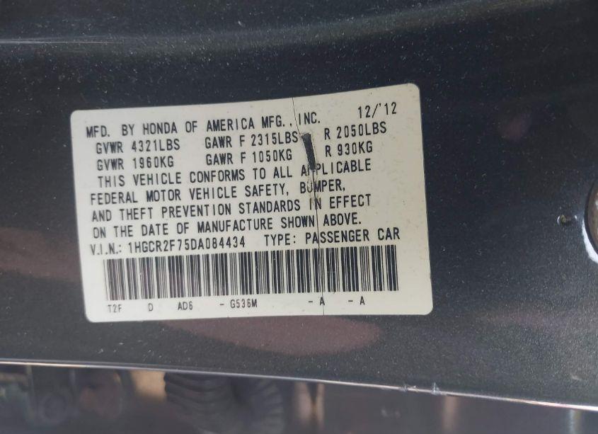 Photo 9 of 2013 Honda Accord EX (VIN 1HGCR2F75DA084434)