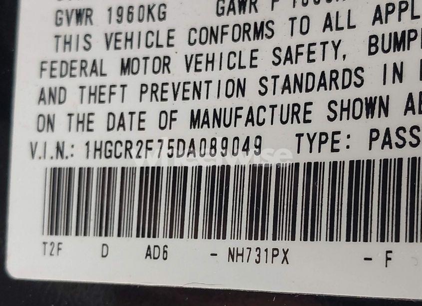 Photo 9 of 2013 Honda Accord EX (VIN 1HGCR2F75DA089049)