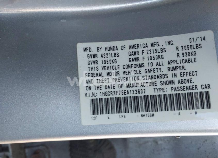 Photo 9 of 2014 Honda Accord EX (VIN 1HGCR2F75EA123637)