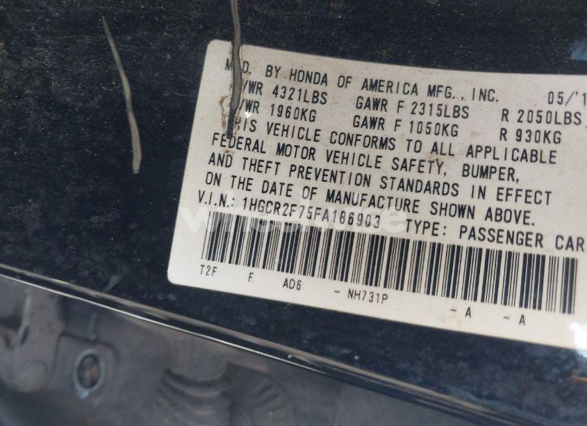 Photo 9 of 2015 Honda Accord EX (VIN 1HGCR2F75FA186903)