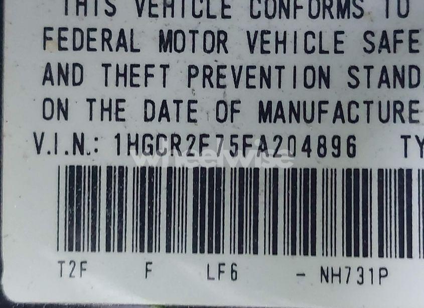 Photo 9 of 2015 Honda Accord EX (VIN 1HGCR2F75FA204896)