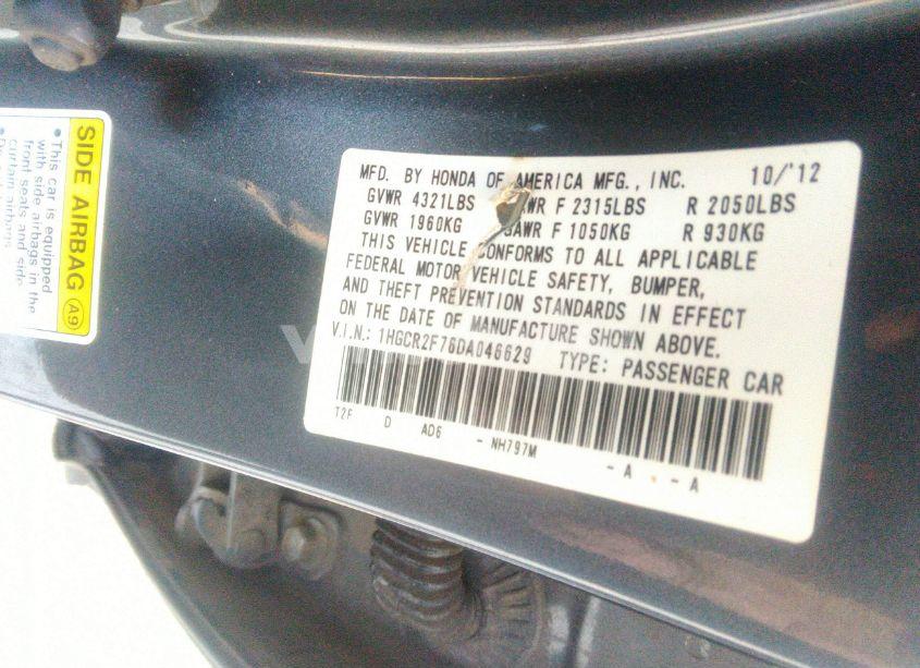 Photo 9 of 2013 Honda Accord EX (VIN 1HGCR2F76DA046629)