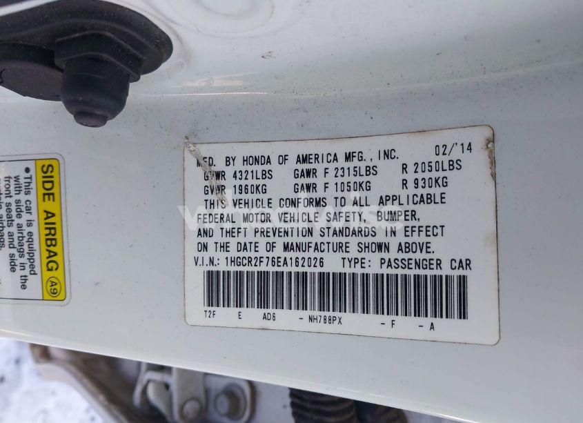 Photo 9 of 2014 Honda Accord EX (VIN 1HGCR2F76EA162026)