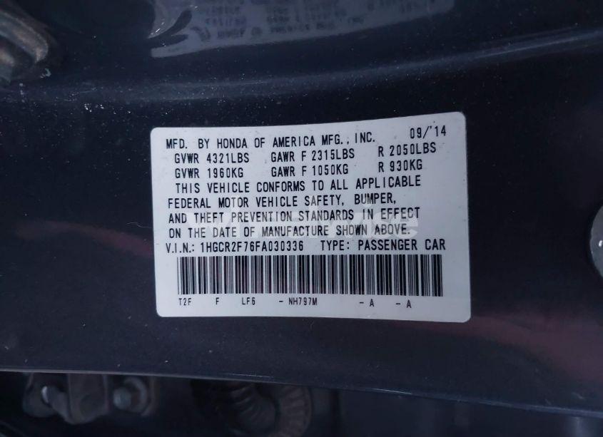 Photo 9 of 2015 Honda Accord EX (VIN 1HGCR2F76FA030336)