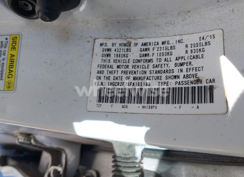 Photo 9 of 2015 Honda Accord EX (VIN 1HGCR2F76FA165185)