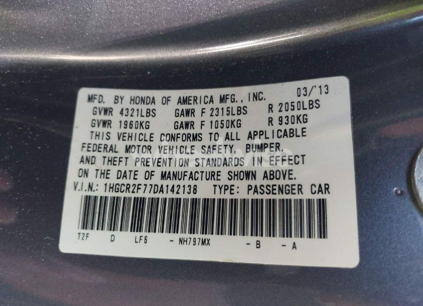 Photo 9 of 2013 Honda Accord EX (VIN 1HGCR2F77DA142138)