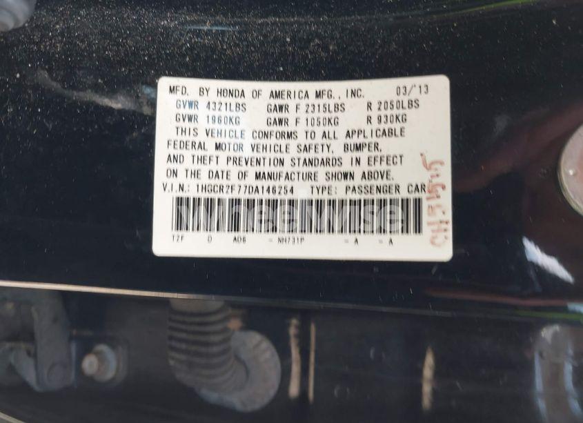 Photo 9 of 2013 Honda Accord EX (VIN 1HGCR2F77DA146254)