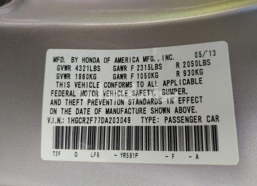 Photo 9 of 2013 Honda Accord EX (VIN 1HGCR2F77DA203049)