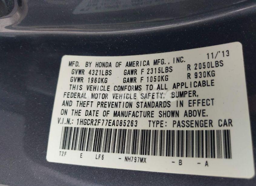 Photo 9 of 2014 Honda Accord EX (VIN 1HGCR2F77EA085263)