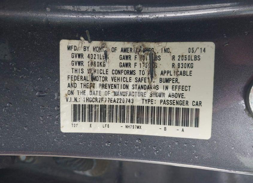 Photo 9 of 2014 Honda Accord EX (VIN 1HGCR2F77EA220743)