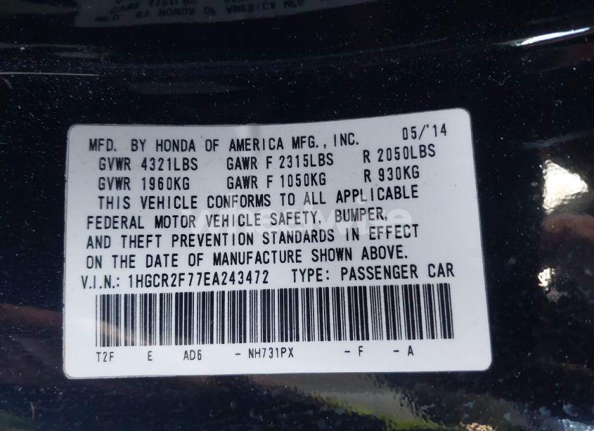 Photo 9 of 2014 Honda Accord EX (VIN 1HGCR2F77EA243472)