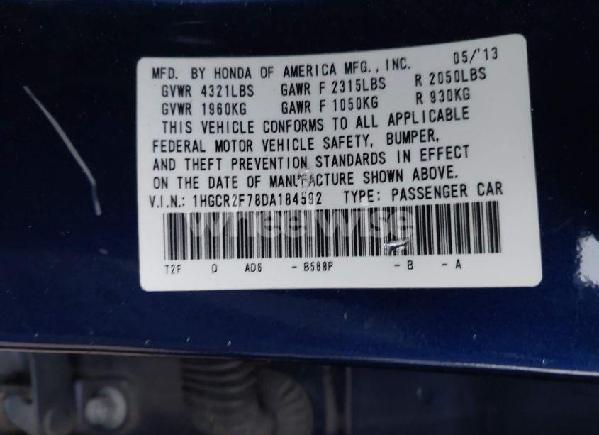 Photo 9 of 2013 Honda Accord EX (VIN 1HGCR2F78DA184592)