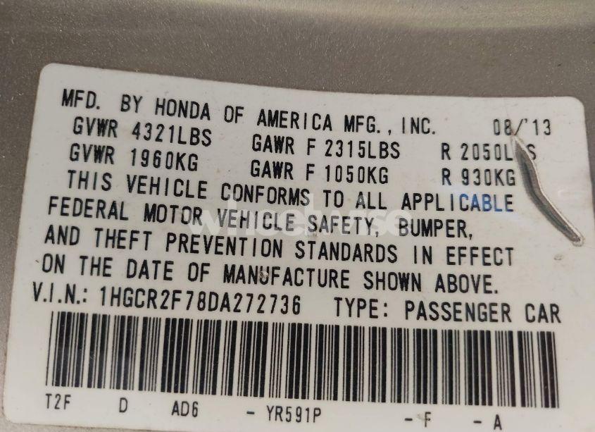 Photo 9 of 2013 Honda Accord EX (VIN 1HGCR2F78DA272736)