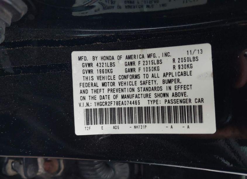 Photo 9 of 2014 Honda Accord EX (VIN 1HGCR2F78EA074465)