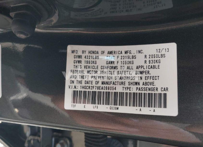 Photo 9 of 2014 Honda Accord EX (VIN 1HGCR2F78EA098054)