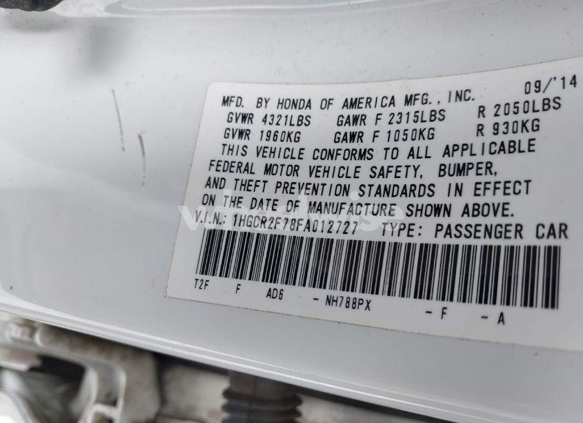 Photo 9 of 2015 Honda Accord EX (VIN 1HGCR2F78FA012727)