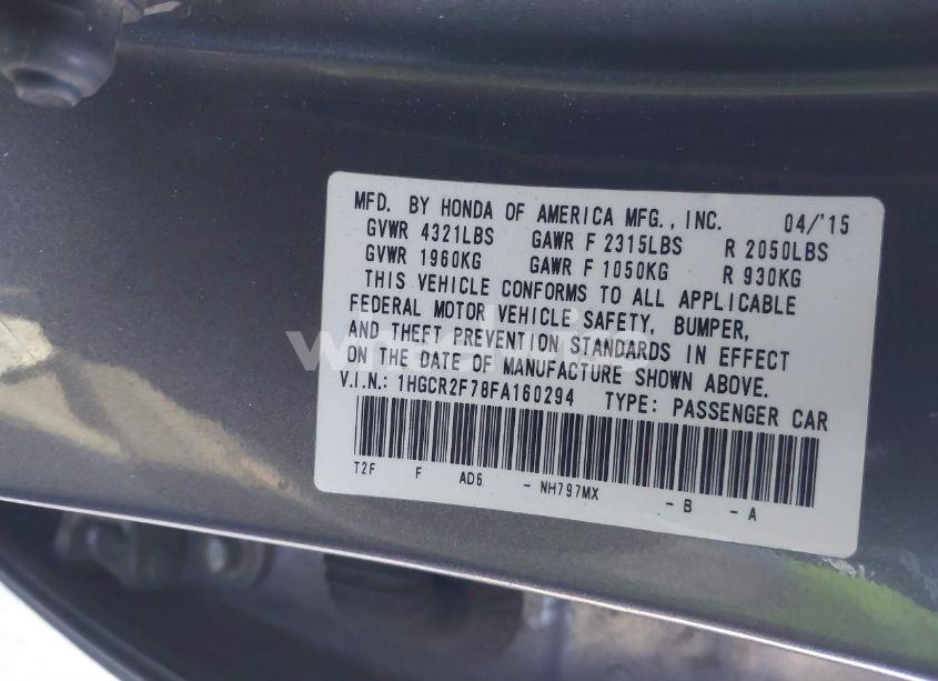 Photo 9 of 2015 Honda Accord EX (VIN 1HGCR2F78FA160294)