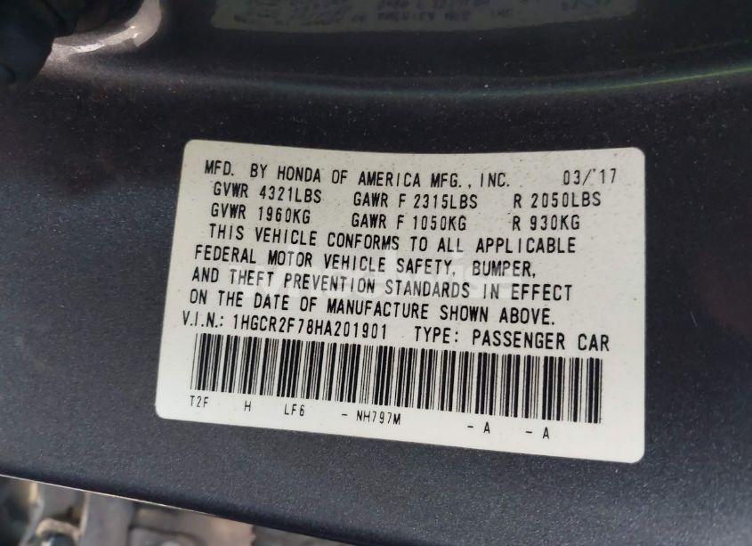 Photo 9 of 2017 Honda Accord EX (VIN 1HGCR2F78HA201901)