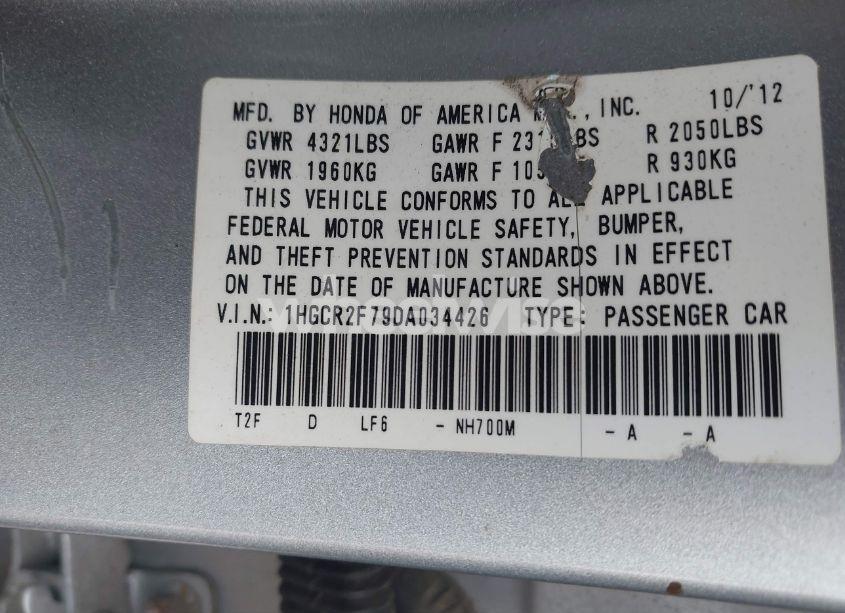 Photo 9 of 2013 Honda Accord EX (VIN 1HGCR2F79DA034426)