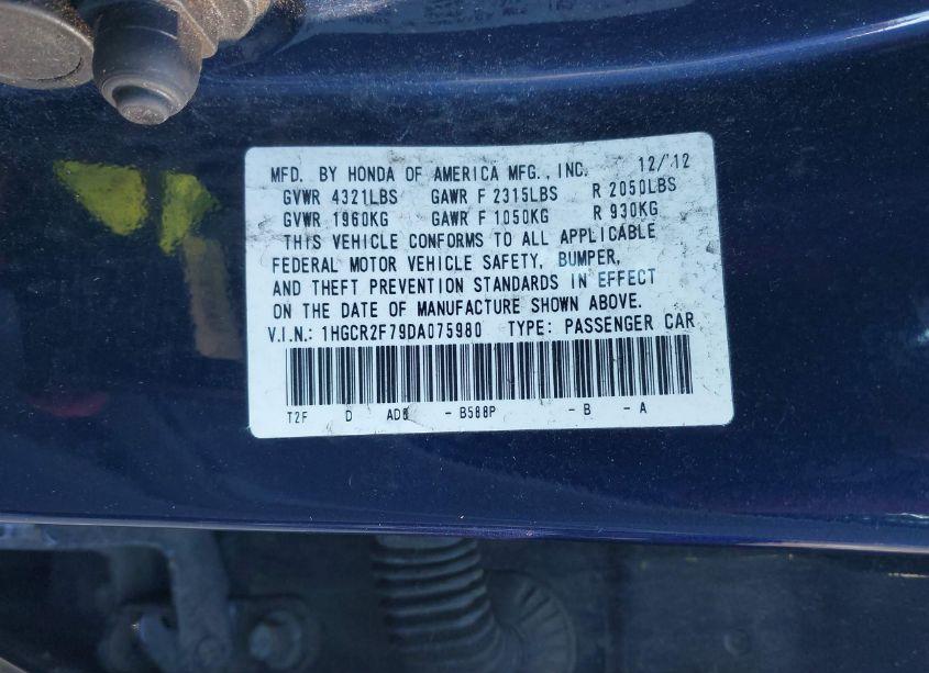 Photo 9 of 2013 Honda Accord EX (VIN 1HGCR2F79DA075980)