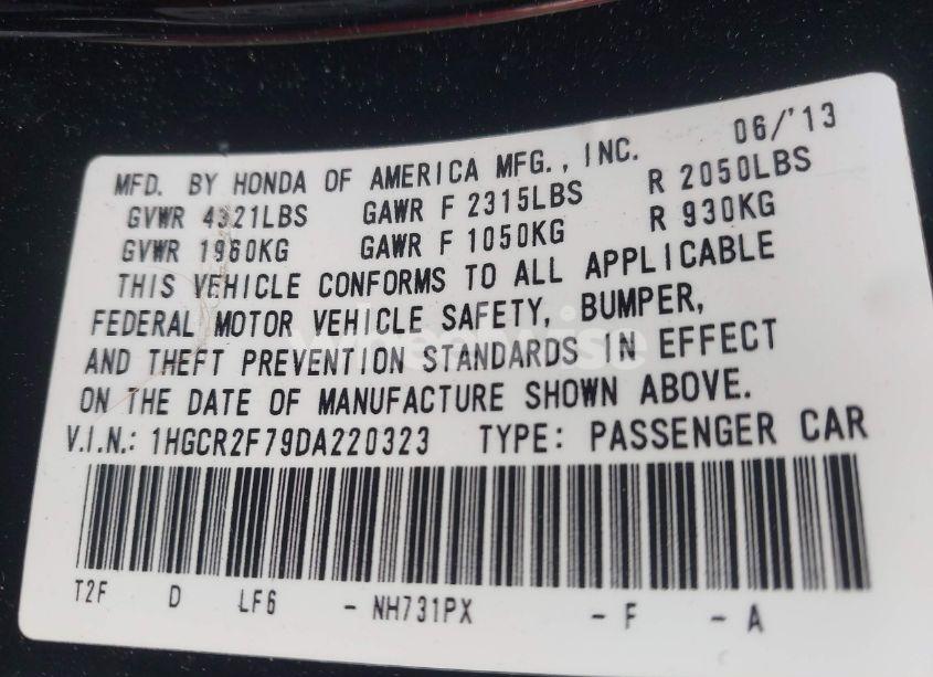 Photo 9 of 2013 Honda Accord EX (VIN 1HGCR2F79DA220323)