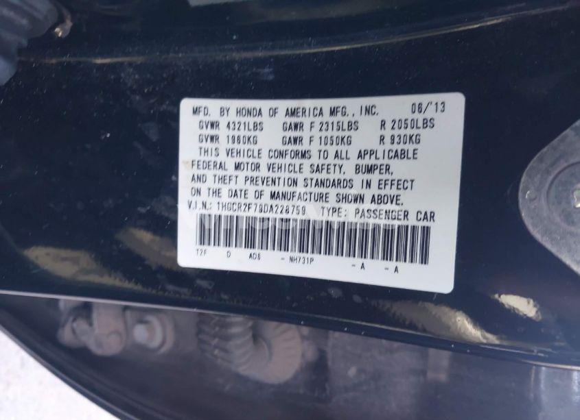 Photo 9 of 2013 Honda Accord EX (VIN 1HGCR2F79DA228759)