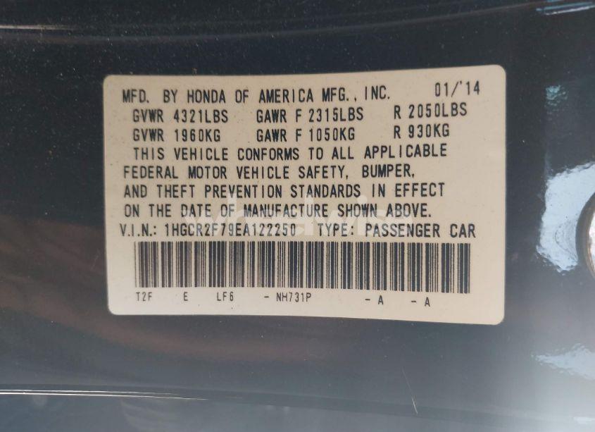 Photo 9 of 2014 Honda Accord EX (VIN 1HGCR2F79EA122250)