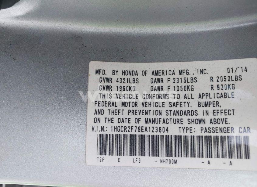 Photo 9 of 2014 Honda Accord EX (VIN 1HGCR2F79EA123804)