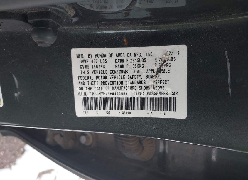 Photo 9 of 2014 Honda Accord EX (VIN 1HGCR2F79EA144006)