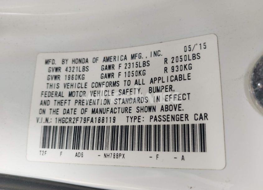 Photo 9 of 2015 Honda Accord EX (VIN 1HGCR2F79FA188119)