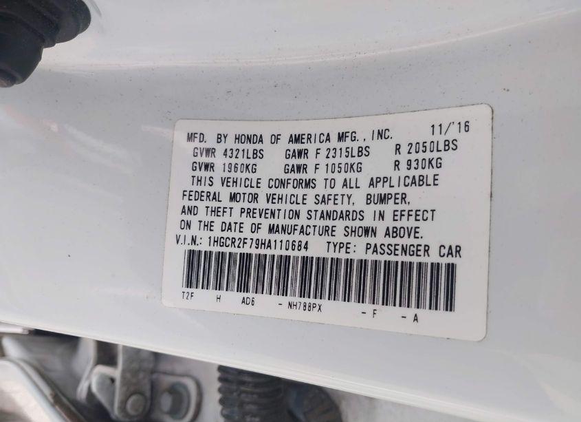 Photo 9 of 2017 Honda Accord EX (VIN 1HGCR2F79HA110684)