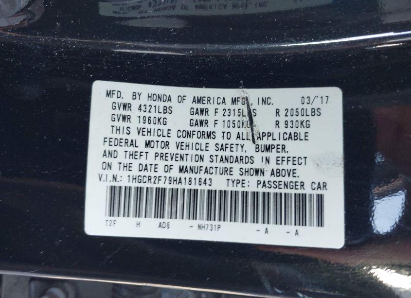 Photo 9 of 2017 Honda Accord EX (VIN 1HGCR2F79HA181643)